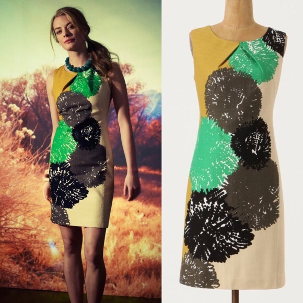 Anthro tabitha Pom flower shift dress